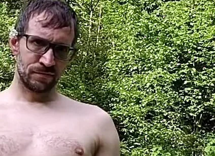Masturbating Outside in the Woods Completely Naked, Huge Cumshot