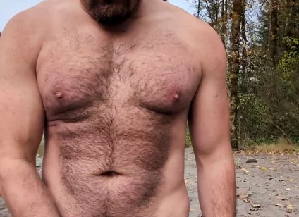 Milking a Load on a Beach in the Woods