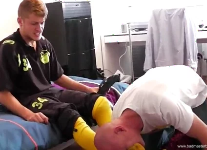 Soccer master stinky feet socks licking