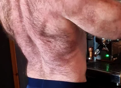 Muscle Bear Has Coffee