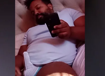 Stepdaddy Bear Plays with Covered Cock on Live