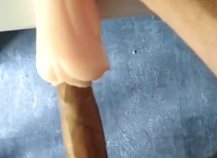 Perverted Pig Uses This Toy to Insert His Big Hard Wet Cock, and Cums Inside Obviously Bareback