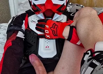 In Biker Gear, He Brought to Orgasm