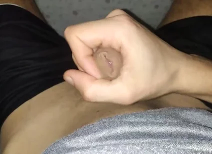 Morning Masturbation Under the Sheets of Beautiful Shaved Big Dick with Slow Cumshot