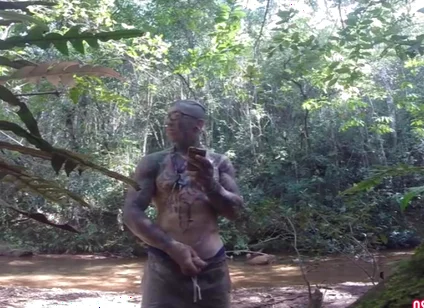Handjob in the Waterfall Cumming with Soft Cock