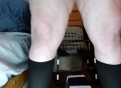 Fat Crossdressing Sissy Gets Naked and Rides Dildo