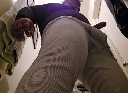 Black Stepdaddy Nuts in Bathroom After Work