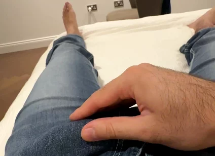 POV Solo Masturbation in Blue Jeans - Cumming in Fleshlight
