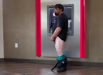 Jerking off at Bank