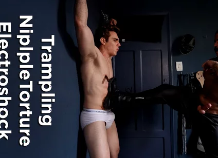 BDSM Leather Session - Trampling CBT and Nipple Play