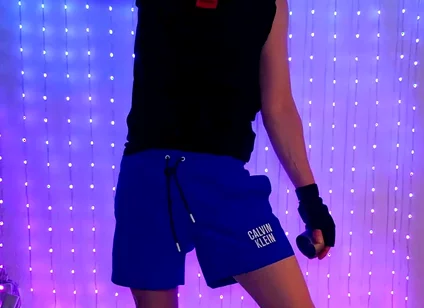 Fitness Workout in Blue Ck Shorts