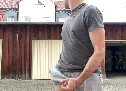 Russian Boy Plays with His Cock on the Terrace. Very Risky