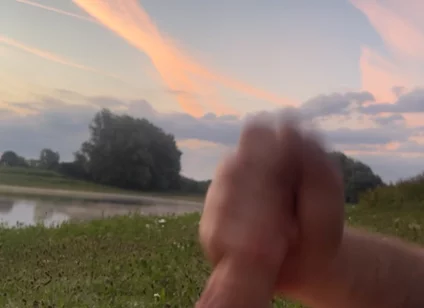 Playing in the Morning at a Lake