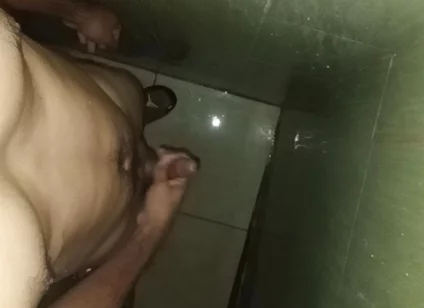 Hairy Slim Man Masturbates in the Shower at Home