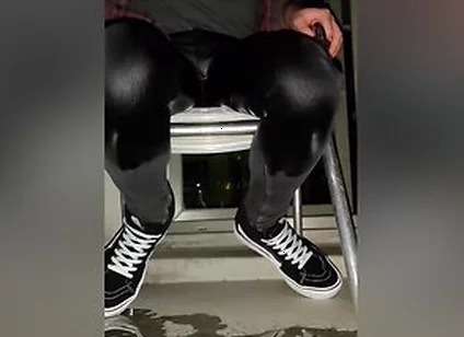 Pissing Skinny Jeans On Balcony