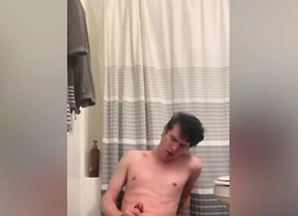 Twink Shows Off, Plays With His Hard Cock And Fucks His Ass With A Dildo Until He