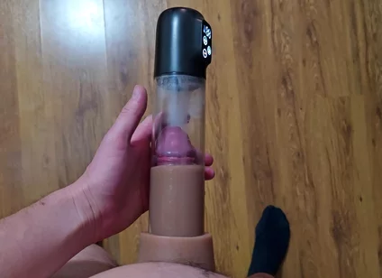 Just a Moment After an Intense Orgasm a Penis Vacuum Pump Full of Sperm