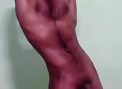 Hot Indian Boy Strips Underwear, Flexes Sweaty Lean Body, Jerks Thick Cock & Sniffs It