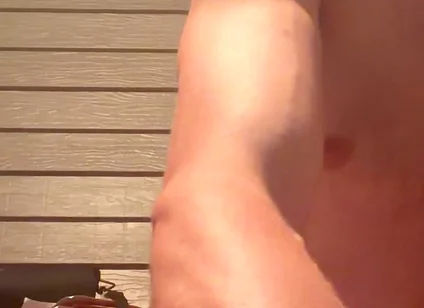 Sitting Down Naked, Showing the Biceps, Grown Man Chest Huge Bust Close