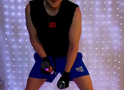 Fitness Workout in Blue Ck Shorts