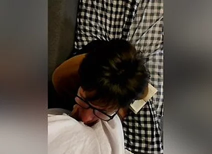 On Halloween, A Ghost Fucked A Guy With Glasses In The Mouth And Filled His Whole Face With Cum