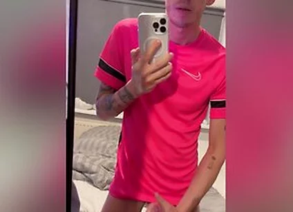 Playing With My Big Dick And Cumming All Over My Mirror