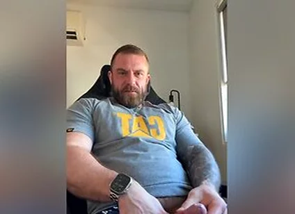 Built Aussie Bloke Edges In Office Chair & Explodes Pov All Over Your Face