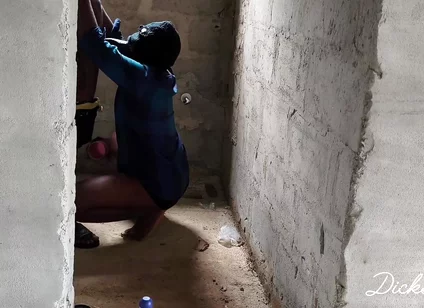 Fucking Ebony Big Wasit Bussy Inside the Toilet of an Uncompleted Building After a Blowjob