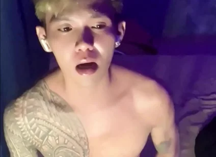 Filipino Inked Horny Twink Teasing and Masturbating Until He Cums