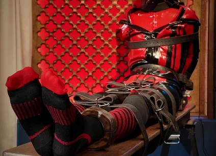 Slave Drone Tickling Session Silicone Suit, Socks & Merciless Sole Play