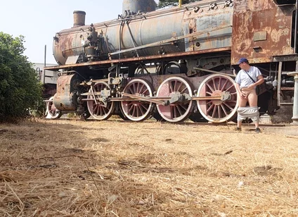 Nude Near an Old Train