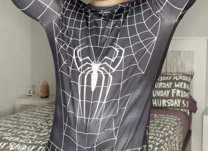 Big Load with No Hands! Spiderman Outfit