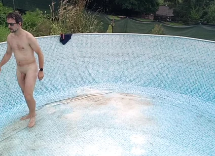 Naked in the Garden: Dirty Handjob in the Pool
