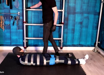 Bound and Struggling in Tape Bondage (4k)
