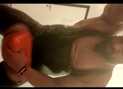 Jerking off Through Rubber Jock in Rubber