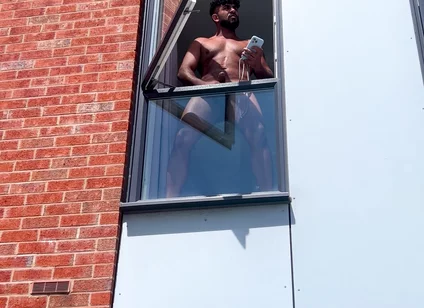 Arab Stepdaddy Wanting in Street and Cuming in Window and Cuming on Street