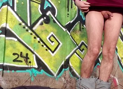 Femboy, Exhibitionist Undresses In Public Place