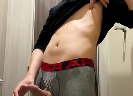Horny Boy Cant Resist Jerking Off In His New Underwear In Shopping Mall