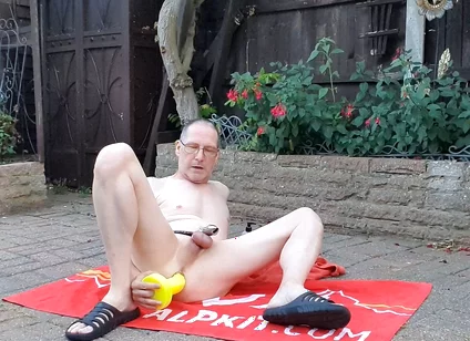 Outdoor Anal Dildo Fun While Locked in Chastity with Mike Essex