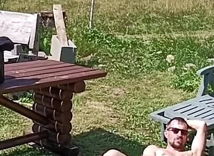 Jerking off While Hanging Out the Laundry