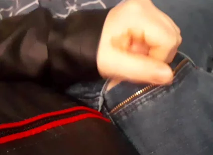 Jerking in Biker Leather Jacket