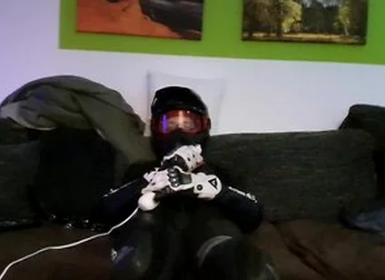 Pup Sparkle In Biker Cumming Inside A Dainese Suit