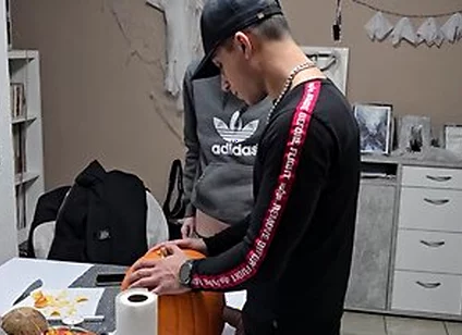 Gay Boys Have Fun: We Fuck The Halloween Pumpkin And Cum On It