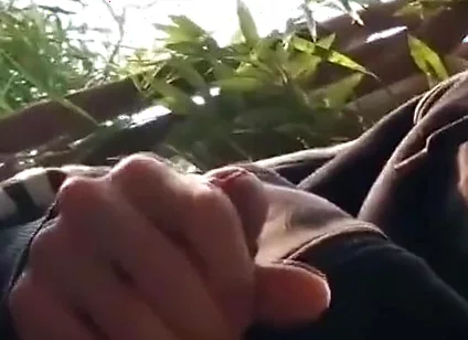 Caught Jerking off My Cock Sticking Out of My Very Short Shorts, I Wait Him Gone, to Wank Again and Cum Outdoor