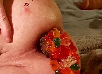 Big Load Of Gummy Bears Anal Stuffing And Expulsion Whit Prolapse