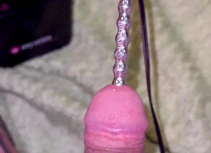 Extra Uretral Stimulation with Beaded Sound Deep in My Cock