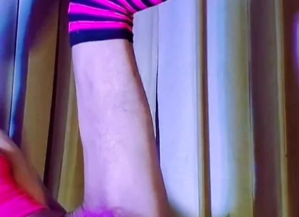 Pink Balaclava Mask Sissy Dyed Pubic Hair Play with a Vibrator