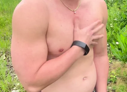 Muscular Asian Hunk Strips and Flexes Naked by the Highway Muscle Worship Jo & Cum Eating
