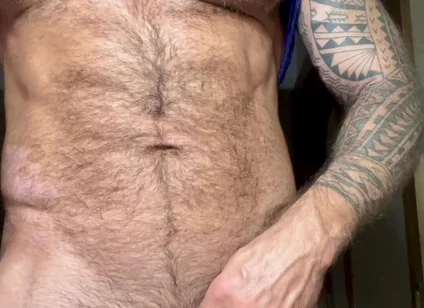 Hairy Muscle Bear Solo Nipple Play & Intense Masturbation