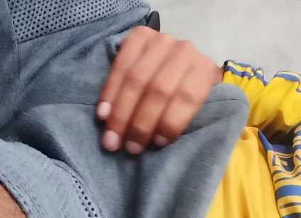 Man Gets Hot and Masturbates Under His Clothes